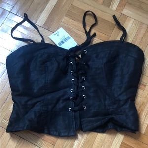 Nwt corset lace up black crop top